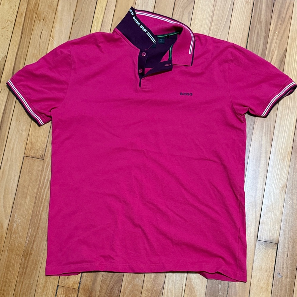 Boss Men's Vibrant Pink Polo Shirt